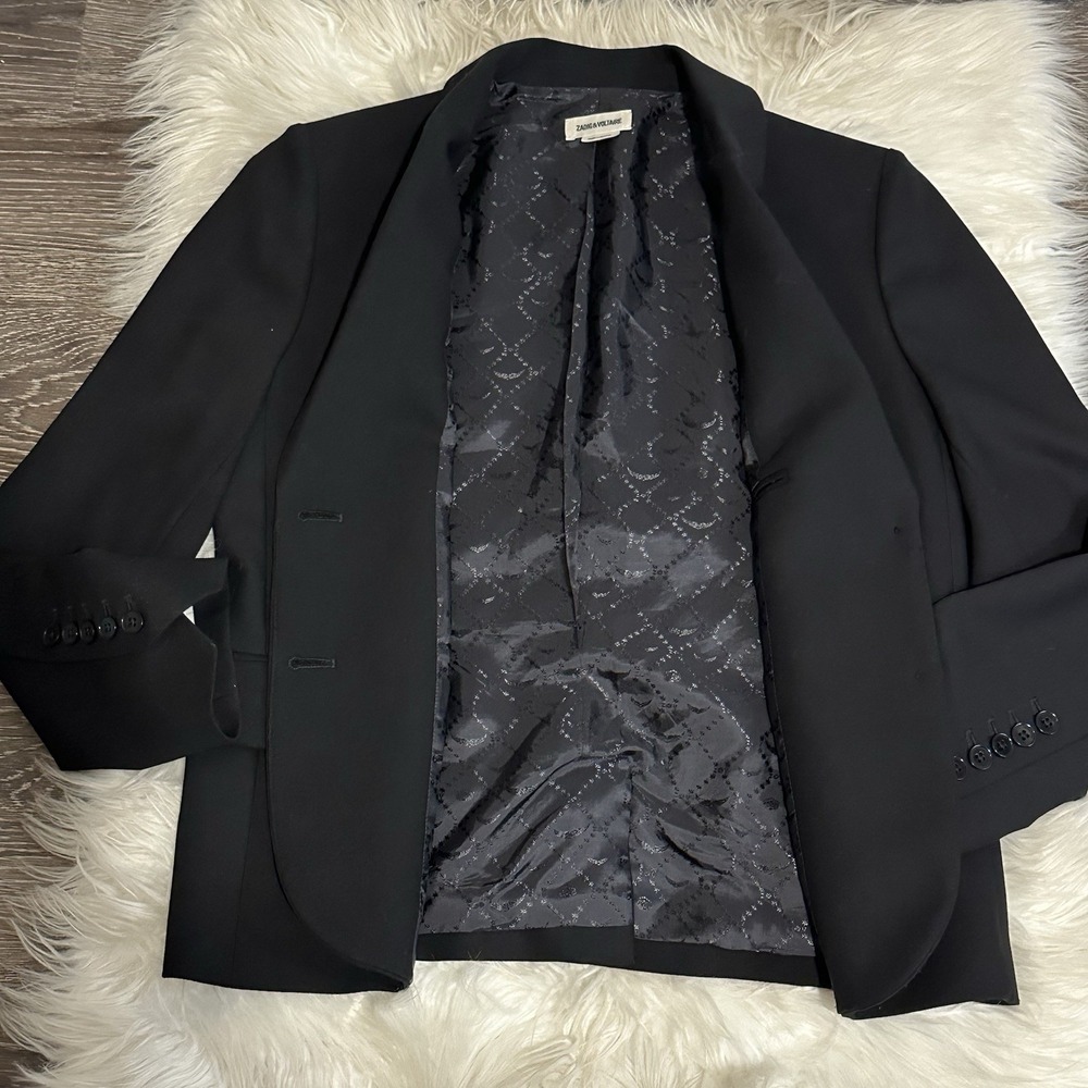 Zadig & Voltaire Womens Violin Strass Jacket Blazer Size 40 Rhinestone Skull - Picture 5 of 7